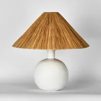 ESTA LAMP SMALL WHITE WITH RAFFIA SHADE