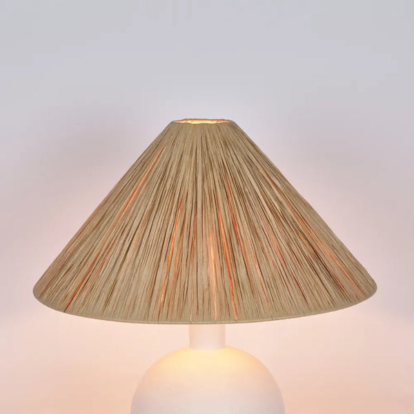 ESTA LAMP SMALL WHITE WITH RAFFIA SHADE